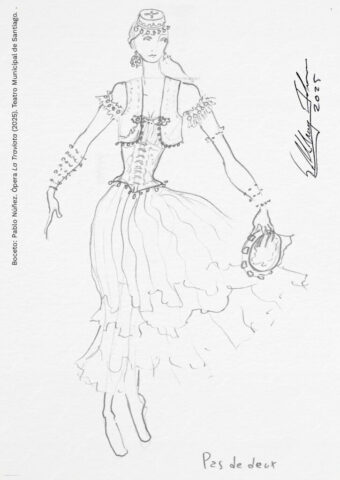 Bocetos: Pablo Núñez. Ópera La traviata (2025). Teatro Municipal de Santiago.