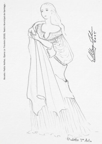 Bocetos: Pablo Núñez. Ópera La traviata (2025). Teatro Municipal de Santiago.